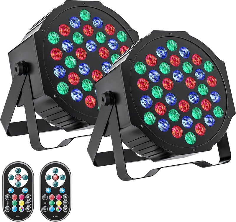 UKing LED Par Lights DJ Stage Light Corded RGB 36 LED with Sound Activated Control DJ Uplighting for Wedding Party Club Christmas Stage Lighting (2 Packs) - Image 1